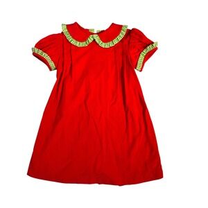 Anvy Kids Red Corduroy Ruffle Collar Dress Size 2T